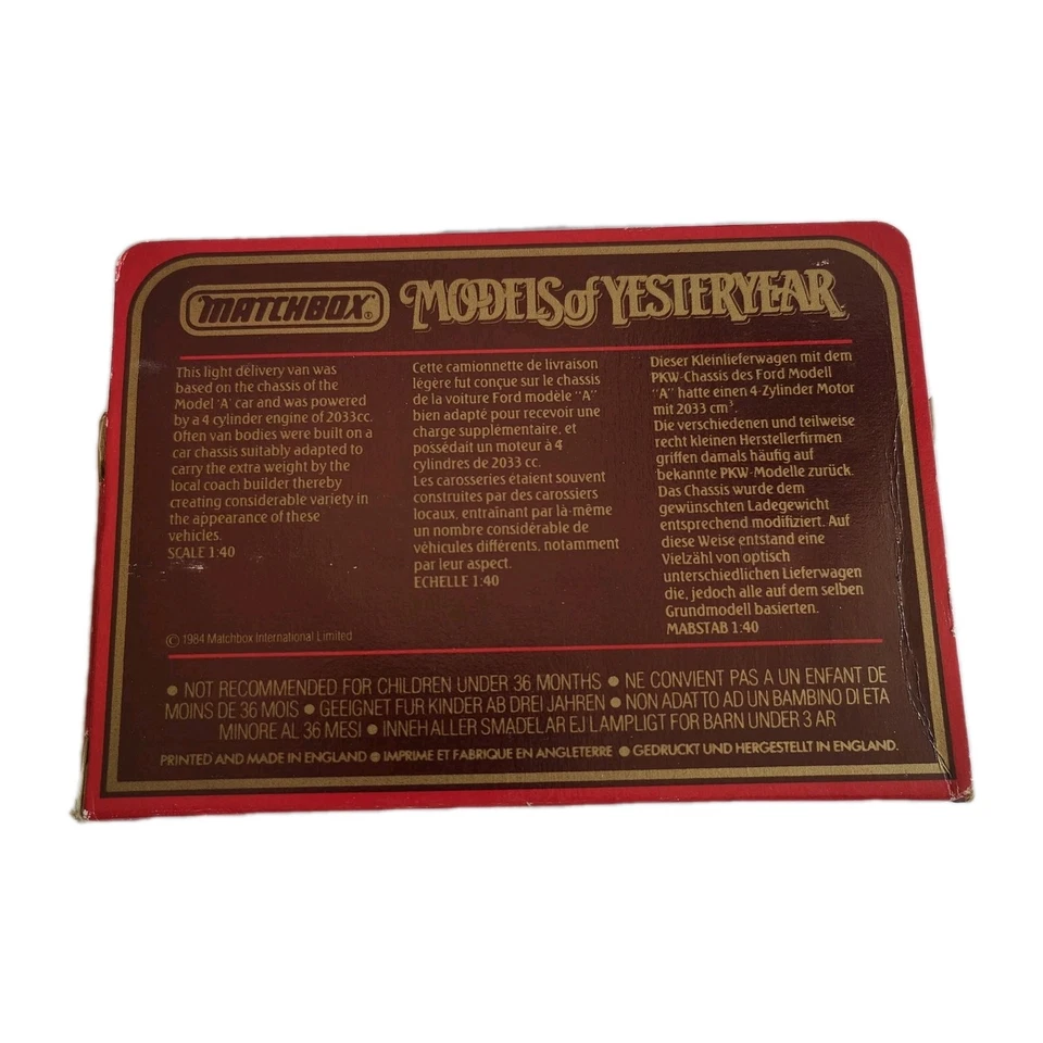 Matchbox Yesteryear Y-22 1930 Ford Model A Van Vintage Diecast Car NIB - Image 2 of 4