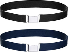 Toddler Kids Adjustable Buckle Belt - Elastic Child Silver Buckle Belts for Girl