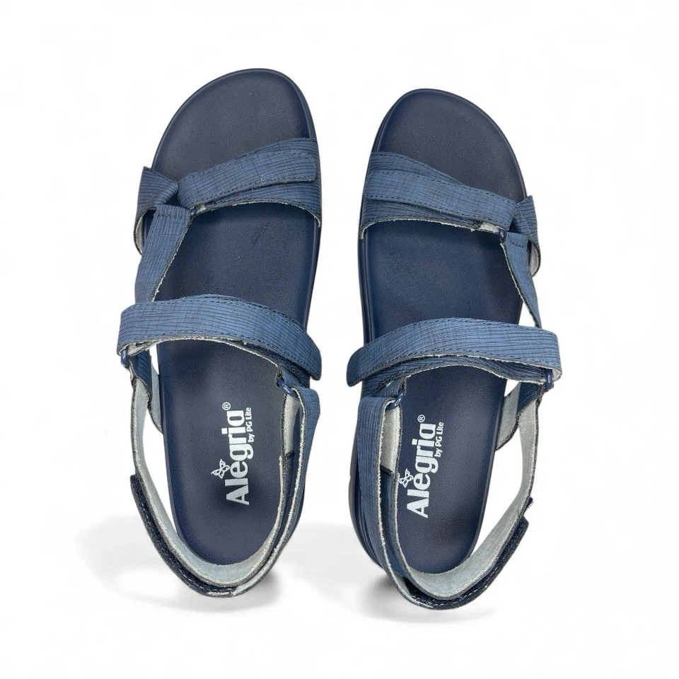 Sandalias de cuña Alegria Henna para mujer talla 10,5-11 cuero azul corcho tira trasera DEVOLUCIÓN Foto 4 de 4