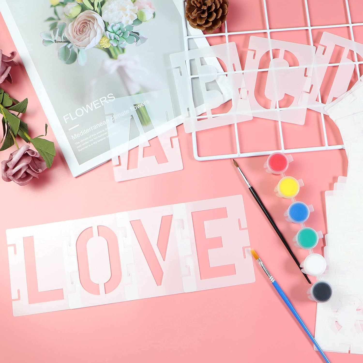 6 Inch Letter Stencils Symbol Numbers Craft Stencils, 42 Pcs Reusable Alphabet T