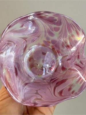 1990 Nuance New Orleans Pink Swirl Art Glass Decorative Bowl Trinket Dish
