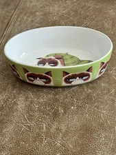 Petrageous Grumpy Cat Oval Stoneware Cat Pet Food Bowl