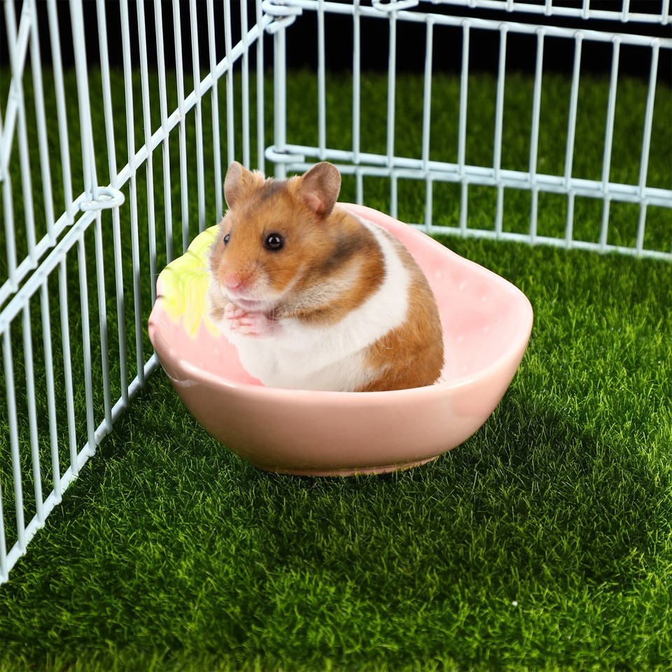 Cartoon Ceramic Small Pet Food Bowl Hamster Water Dish Strawberry Shape ...