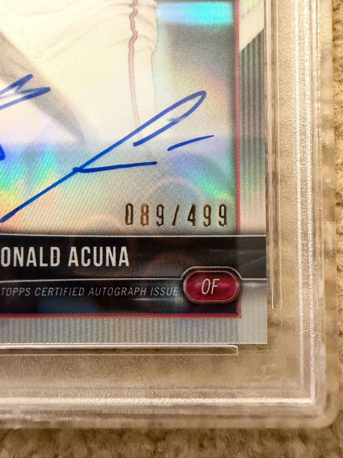 2018 Bowman Chrome Ronald Acuna Jr. (RC) Rookie Auto Refractor /499 PSA 10 view 3
