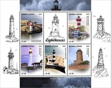 LIGHTHOUSES Sea Tower Lighthouse Building MNH 5v-Stamp Sheet (2024 Sierra Leone)