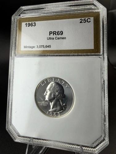 1963 Washington Quarter PCI PR69 Ultra Cameo Mintage 3,075,645