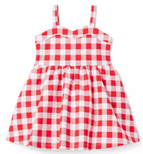 Janie and Jack Gingham Sweetheart Neck Ponte Dress red, white 3T