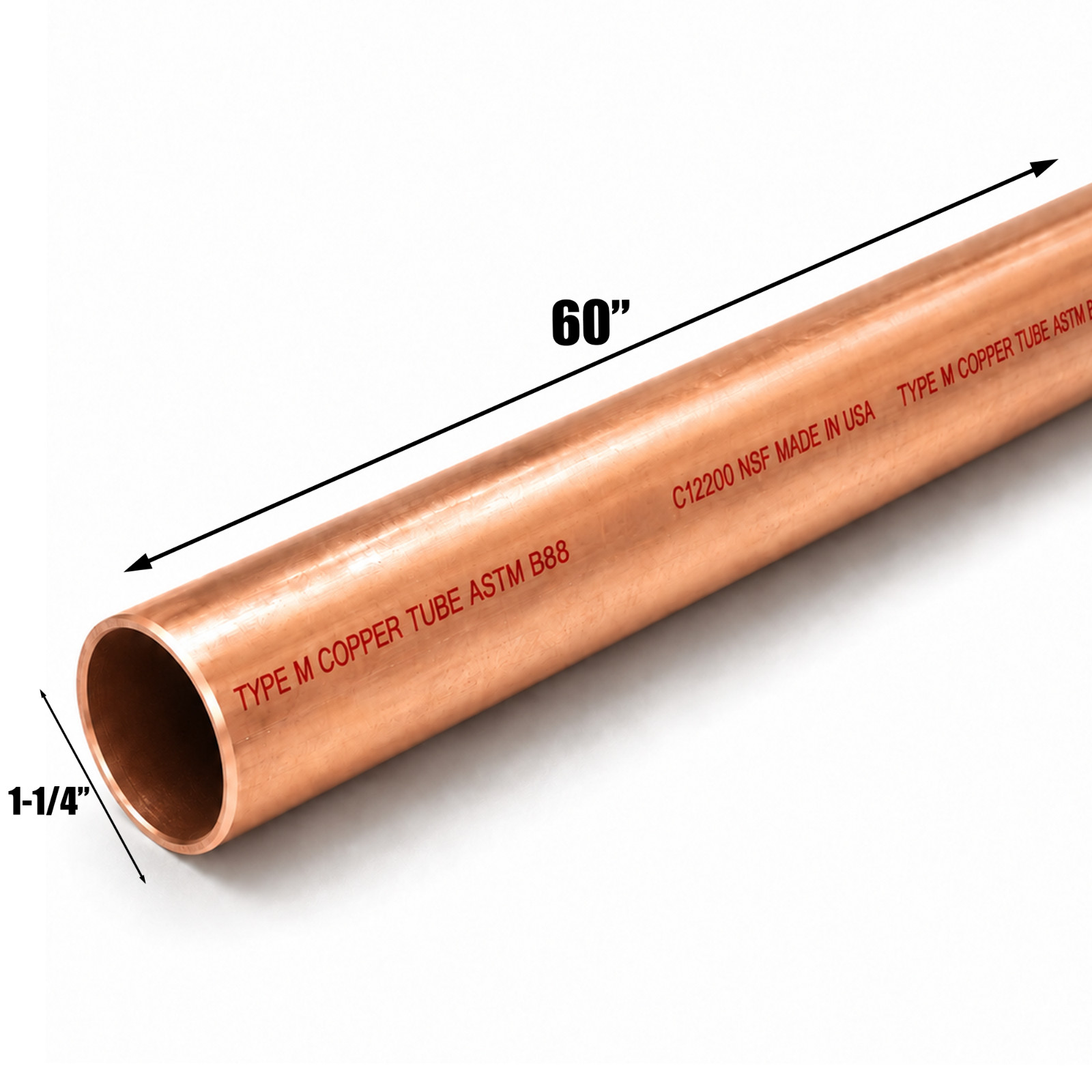 1-1/4" Type M Copper Pipe | Custom Cut Lengths | Plumbing, Water Supply, HVAC