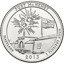 2013 America The Beautiful $ Quarter Dollar Fort McHenry Maryland D BUNC coin