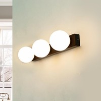 Wandleuchte Wandlampe Badezimmer 3-Flammig G9 Schwarz Weiß Glas Kugelschirm