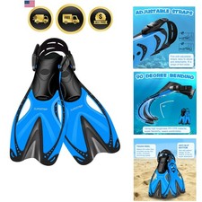 Kids Snorkel Fins, Swim Fins for Lap Swimming, Adjustable Short Flippers, Tra...