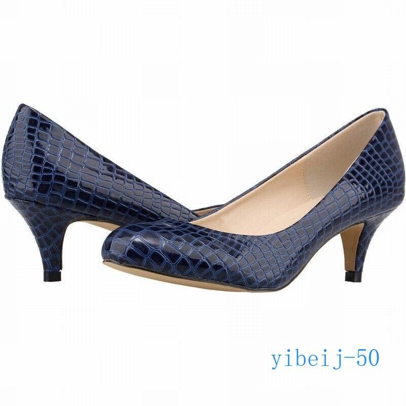 Womens Alligator Crocodile Pattern Mid Heel Dress Office Lady Shoes OL Pump 2025 - Image 4 of 4
