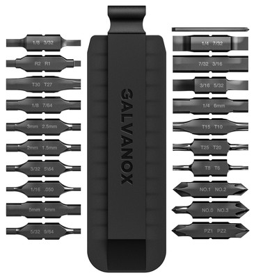 Galvanox 21PC Flat Bit Kit for Leatherman   S2 Steel w/ Sheath Holder (Black)