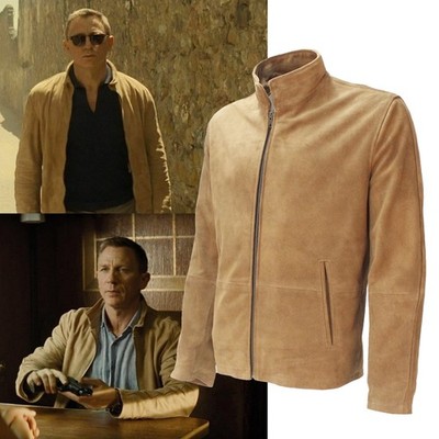 Herren James Bond Wildleder Lederjacke Daniel Craig Spectre Marokko Blouson Neu