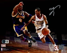 SALE! Allen Iverson Auto 8x10 Photo Philadelphia 76ers vs. Kobe Bryant Beckett