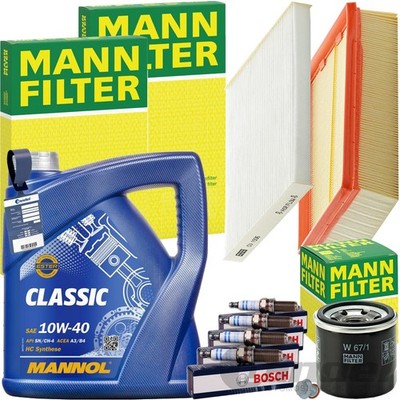 MANN INSPEKTIONSPAKET+MANNOL 10W40 ÖL passend für NISSAN QASHQAI X-TRAIL 1.6+2.0