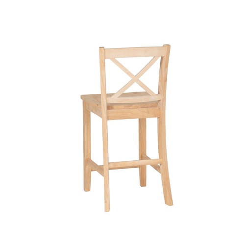 Linon Torino X-Back Counter Stool in Unfinished Solid Rubberwood - Picture 5 of 11