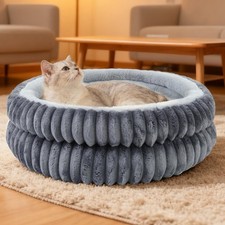 Cat Beds for Indoor Cats,Washable Round Donut Dog Bed,Fluffy Puppy Dogs Beds ...