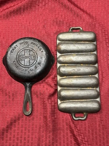 Collectible Cast Iron Corn Cob Pan And Skillet Griswold #3 Erie PA. U.S.A.