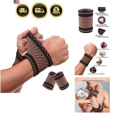 Copper Wrist Compression Brace 2Pcs, Elastic Wrist Support Sleeve Wrist Brace...