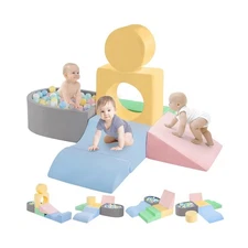 Climbing Toys for Toddlers 1-3 Inside, Baby Foam Climbing Blocks with Ball Pi...