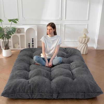Floor Mattress, Foldable Futon Mattress Queen Size, Tufted Roll Up Floor Couch, 