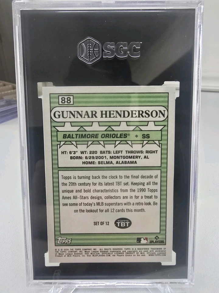 2024 Topps TBT Gunnar Henderson #88 SGC 10 Baltimore Orioles Black Jersey - Image 2 of 2
