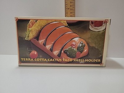 Terra Cotta Cactus Taco Shell Holder Holds 4 Vintage in Original Box GiftCo Inc