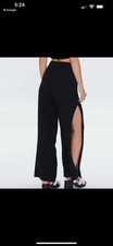 Forever 21 Black Wide Leg Pants with Side Slits Size M. Summer Coastal Beachy