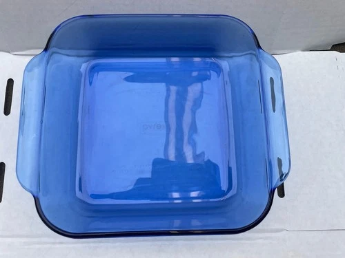 Pyrex 222 Cobalt Blue 2 Qt Square Baking Dish 8x8x2 Vintage