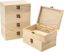 6 Pack Unfinished Wood Box with Lid Crafts Wooden Box for DIY Arts Project 8.3X