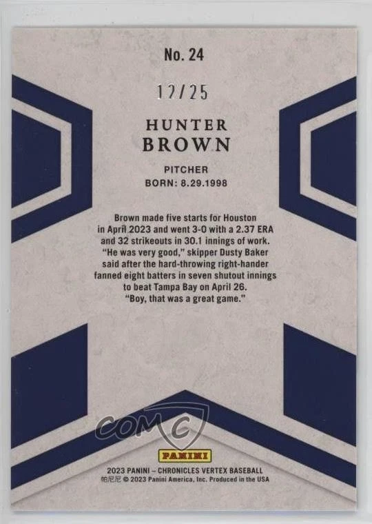 2023 Panini Chronicles Vertex Blue /25 Hunter Brown #24 Rookie RC - Image 2 of 2