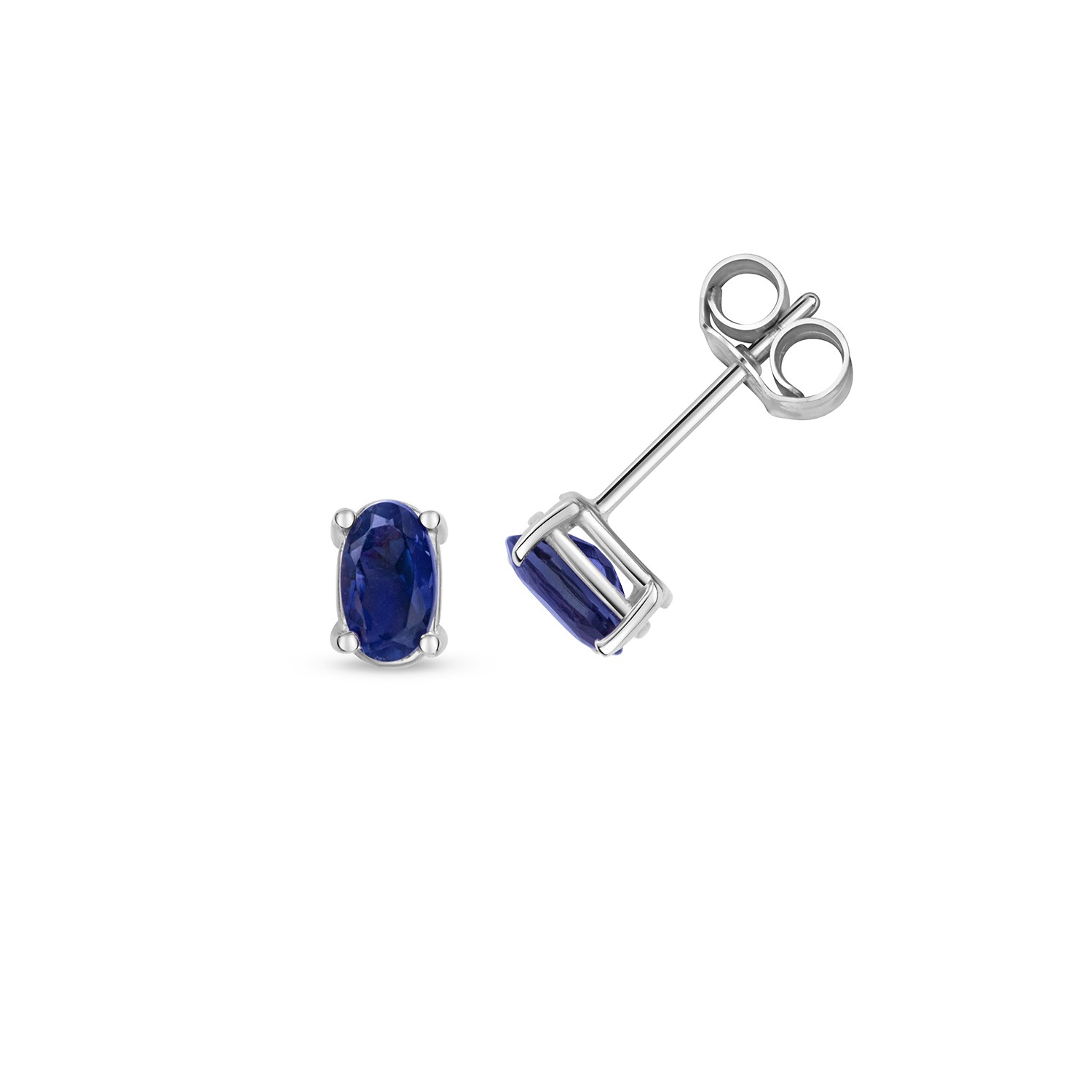Boucles d'oreilles saphir bleu et or blanc 375/1000 pour femme