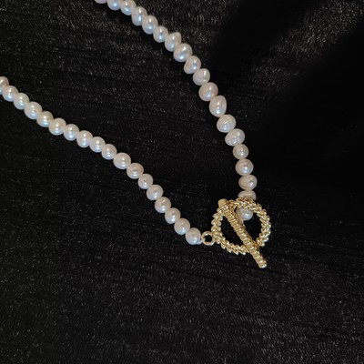 Freshwater Pearl Choker Necklace Layered Gold Tone | Bridal Gift for Her