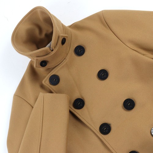 DSQUARED2 Men's Coat Virgin Wool Double-Breasted Lined Sleeve Peacoat Beige 48 - Picture 2 of 13