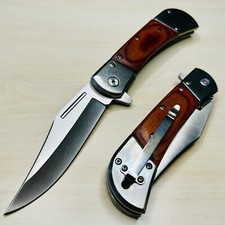 8.75 Wood Tactical Spring Assisted Open Blade Folding Pocket Knife Hunting