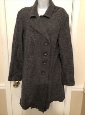 Clothes By Revue Button Down  Grey 100% Wool Coat Size L Nwt Double Breasted