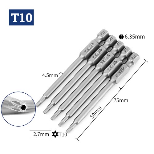 5PCS 50/75mm Offset Tamper Proof Torx Bit Set Security Screw Holder Screwdriver - Picture 29 of 37