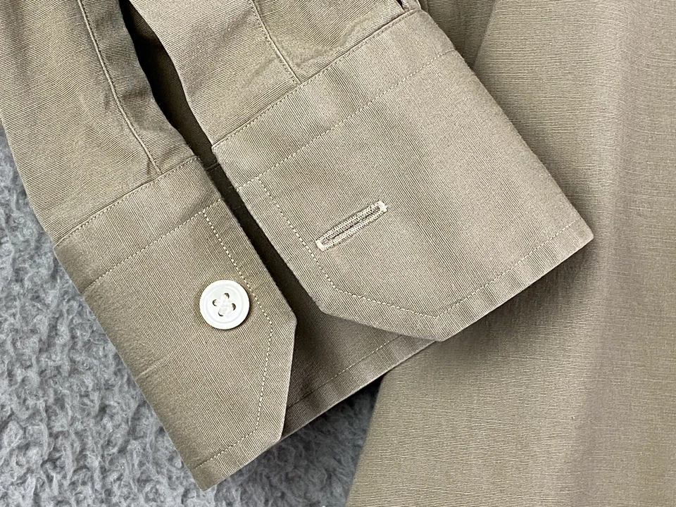 Ascot Chang Taupe Button Down Long Sleeve Shirt Size 15.25in Chest 47in Y2K NWOT - Image 3 of 4