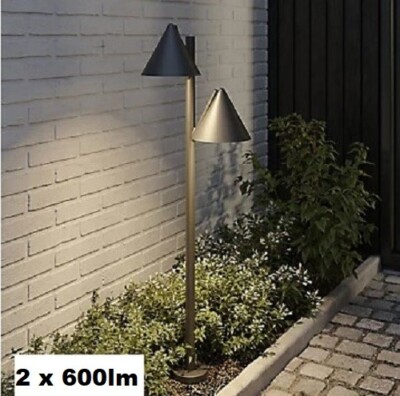 GoodHome Eriksson schwarz netzbetrieben 2 Lampen integrierte LED Außen Pfostenleuchte