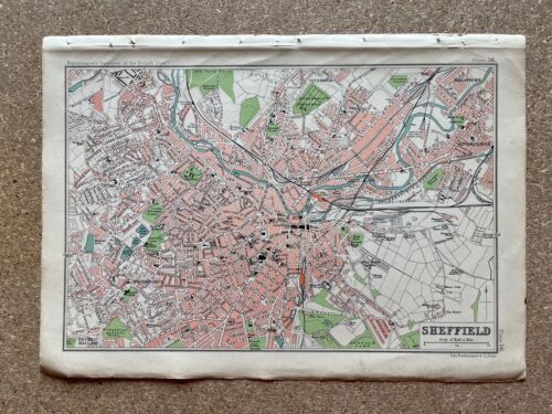 Antike Karte von Sheffield 1904 J G Bartholomäus