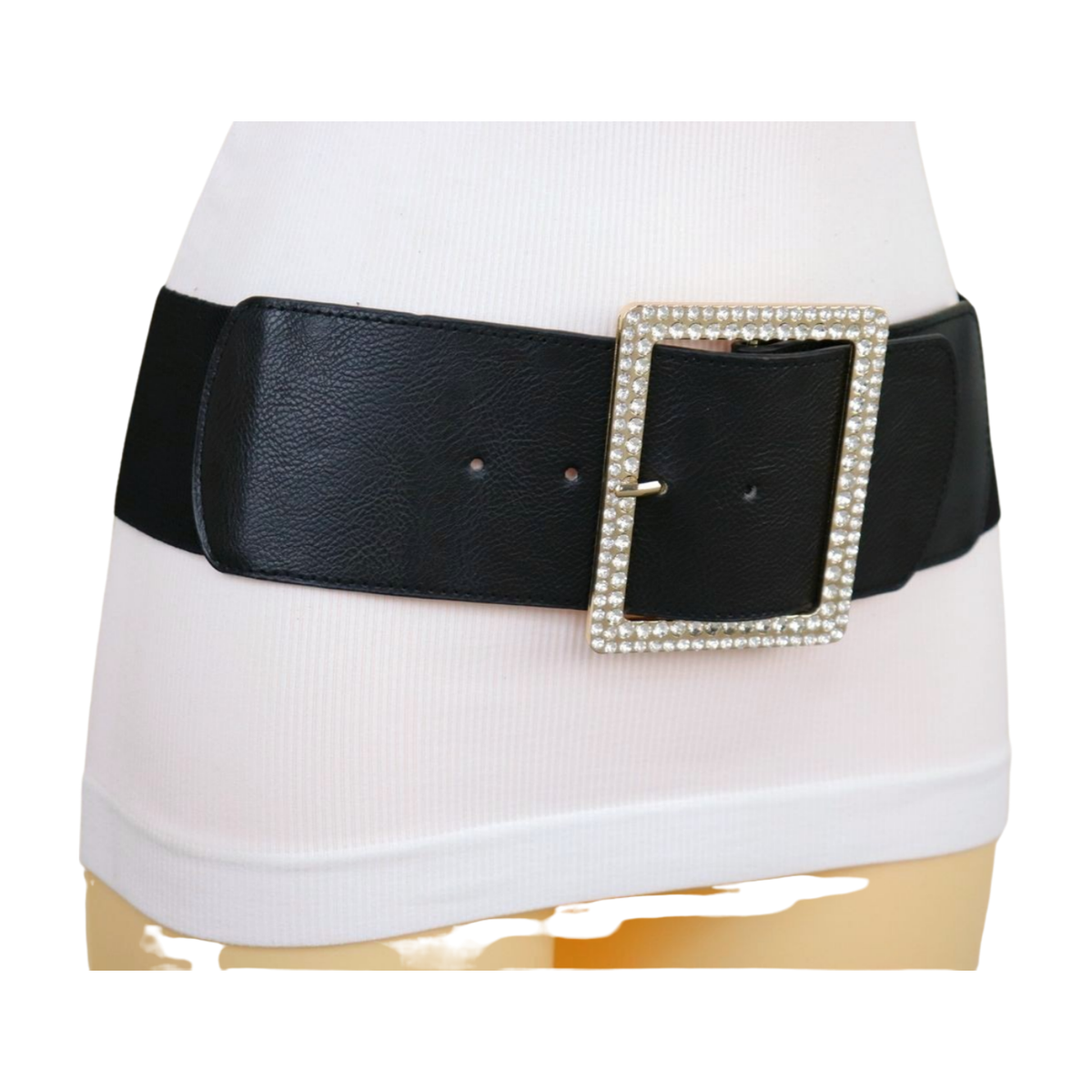 Ceinture élastique Hip Hop Noire à Boucle Ronde - Taille S - Imprimé Léopard - Neuf Avec étiquettes