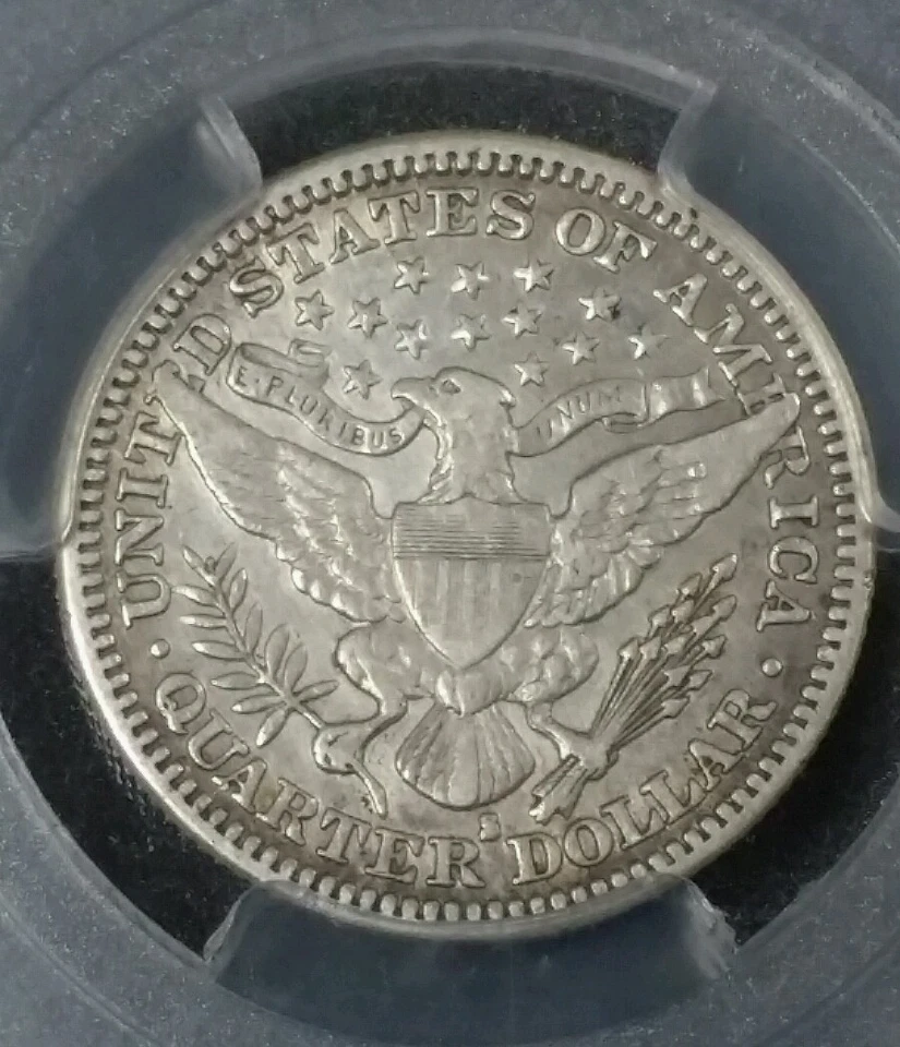 1914 S USA Barber Quarter PCGS VF Rare Low Mintage Key Date Legal Tender Silver  - Image 3 of 4