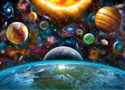 outer space sun moon planets stars galaxy nebula ceramic tile mural backsplash