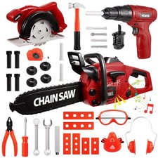 Vextronic Kids Tool Set 36 PCS with Toy Chainsaw Electronic Toy Drill with So...