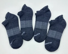 4 pairs Bombas Men's Honeycomb Marl Ankle Socks Cushion Size Large Navy blue