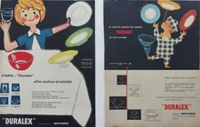 2 glass advertisements DURALEX SAINT GOBAIN year 1958 m1576