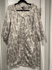 Express size S Lightweight Button Front V Neck Animal Print Neutral Mini Dress