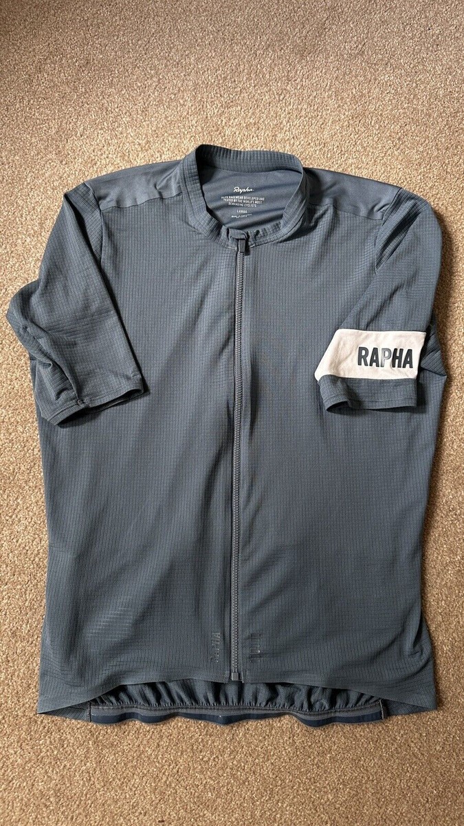 USED GRAY BLUE RAPHA PRO TEAM SUMMER FLYWEIGHT SHORT SLEEVE
