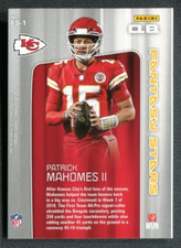 2019 Score Fantasy Stars #1 Patrick Mahomes II  Wrong Back A50 118